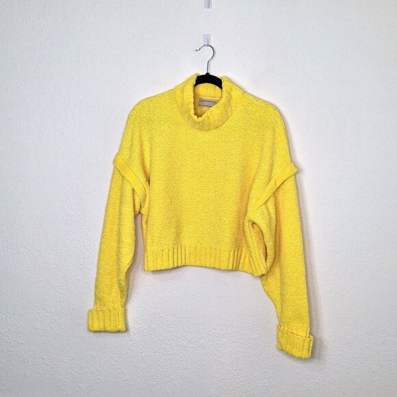 Urban Outfitters Turtleneck Sweater Sz L Crop Chenille Boho Colorful Preppy - Picture 1 of 12